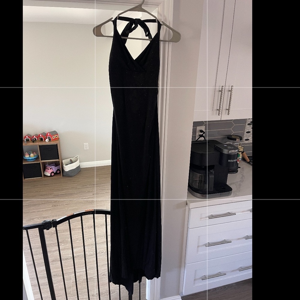 Ball/Prom gown, black sparkle dress, tie up back, size xl
